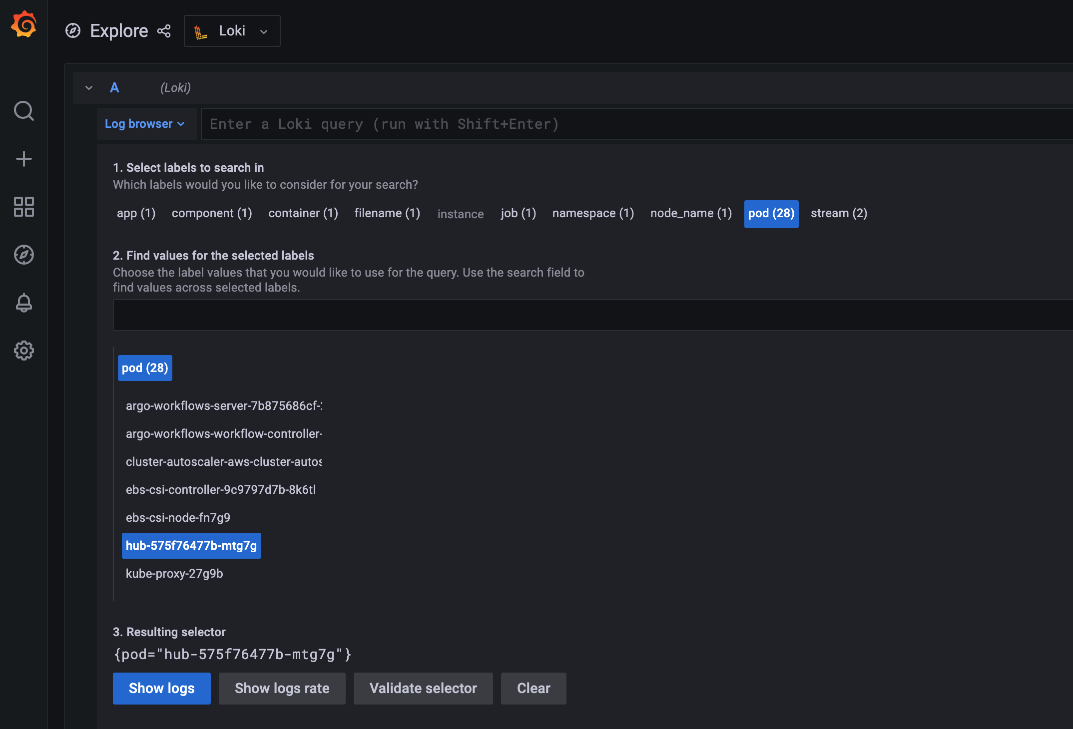 Grafana Select Loki